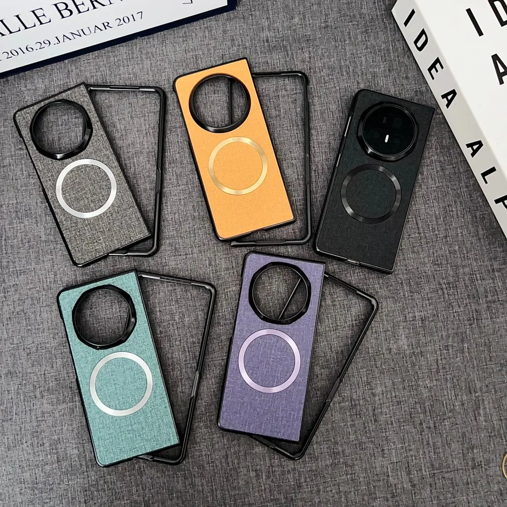 Para Huawei Honor Magic V5 funda de lujo PU tela magnética carga inalámbrica funda protectora trasera para Magic V5 V3 V 5 Shell - imagen 3