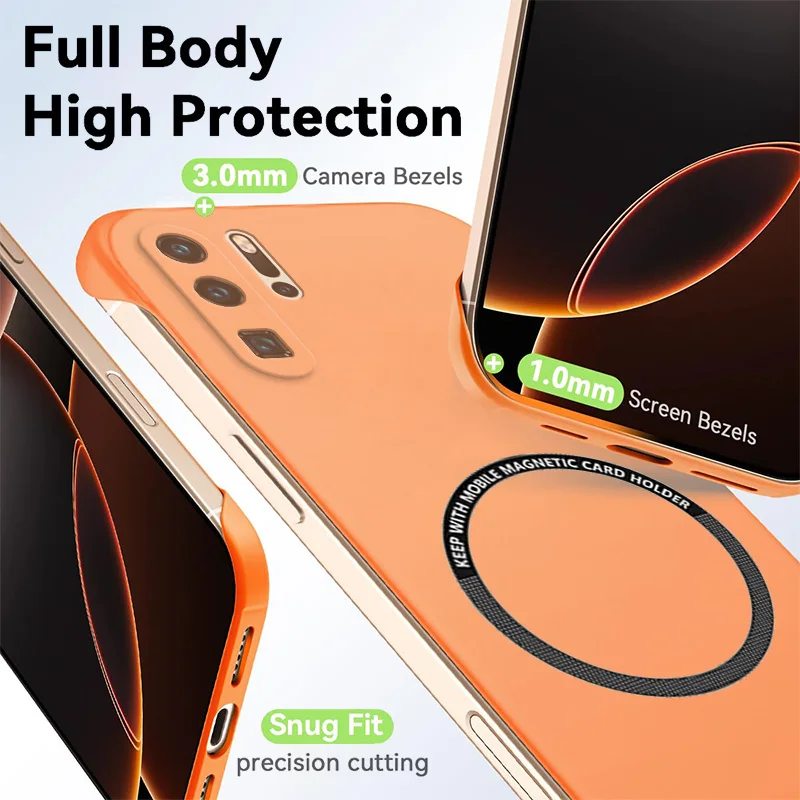 Fundas de teléfono magnéticas delgadas para Huawei P30 P30Pro P40 Pro Plus, cubierta dura mate antiarañazos, armadura a prueba de golpes sin bordes - imagen 3
