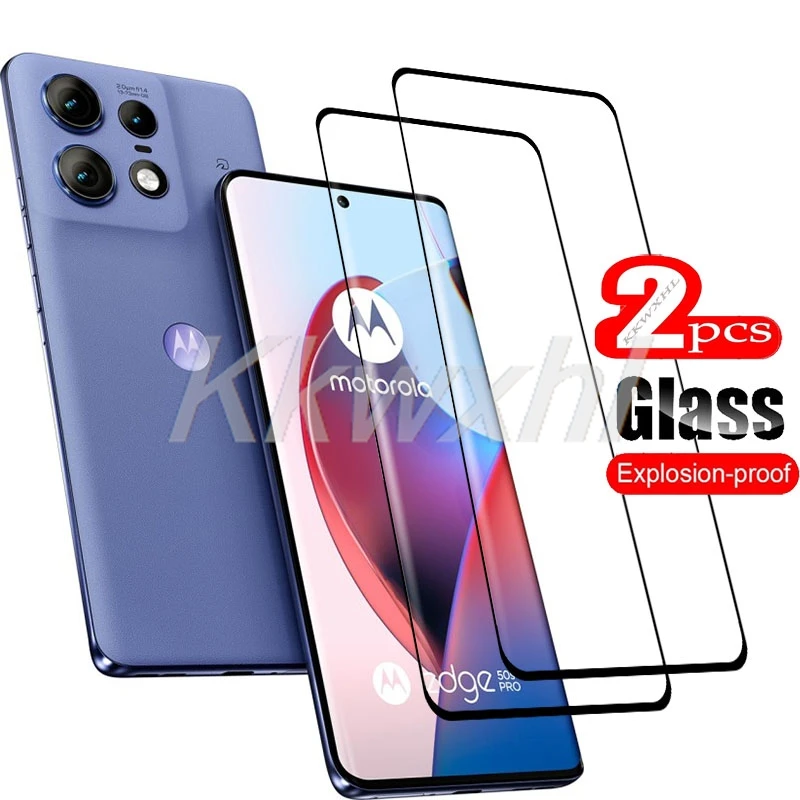 Pegamento completo curvo 3D para Motorola Edge 50 Pro, cubierta de vidrio templado de 6,7 ", película protectora de pantalla Edge50sPro Edge50S 50S, 2 uds.
