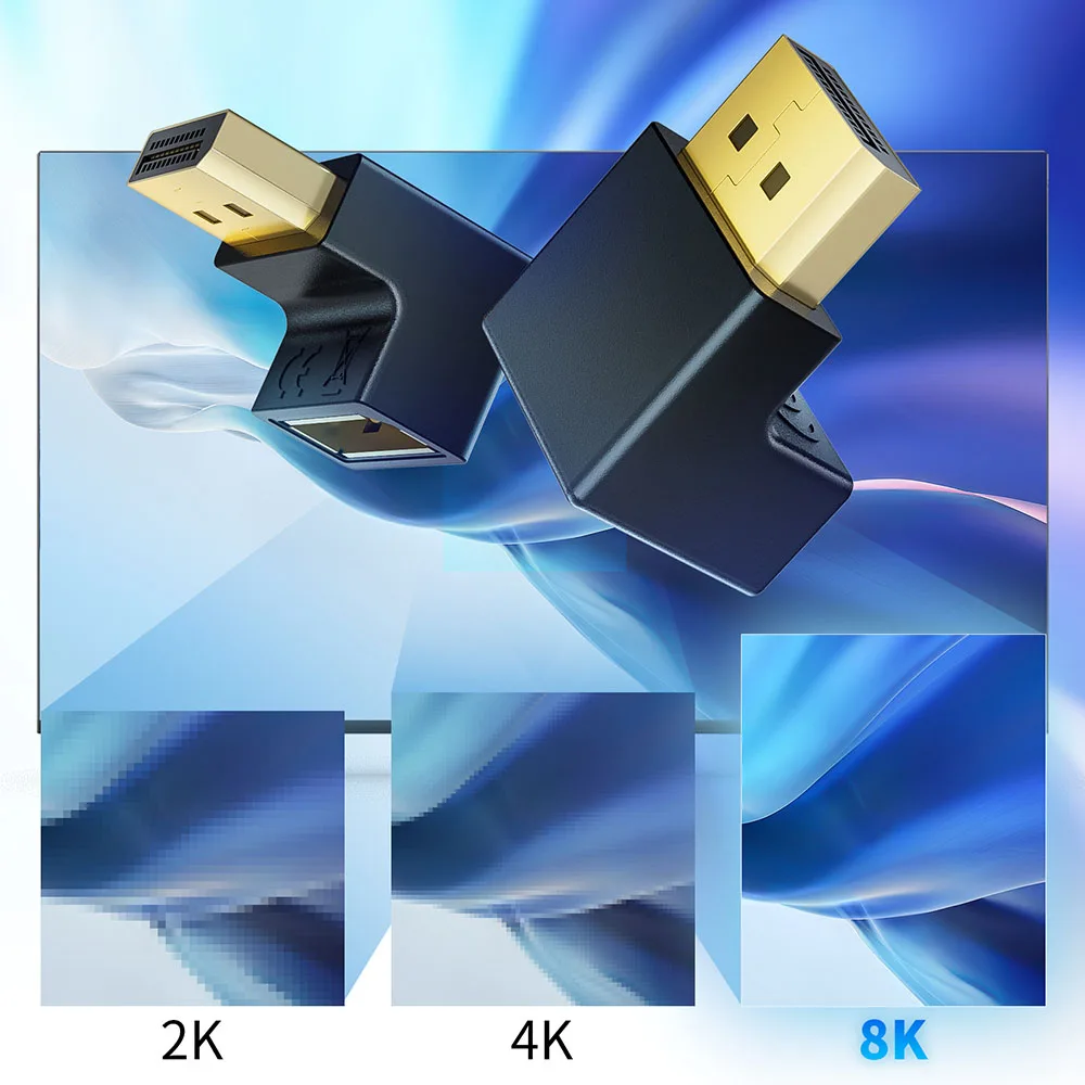 Adaptador DisplayPort 1.4 4K - Ángulo recto