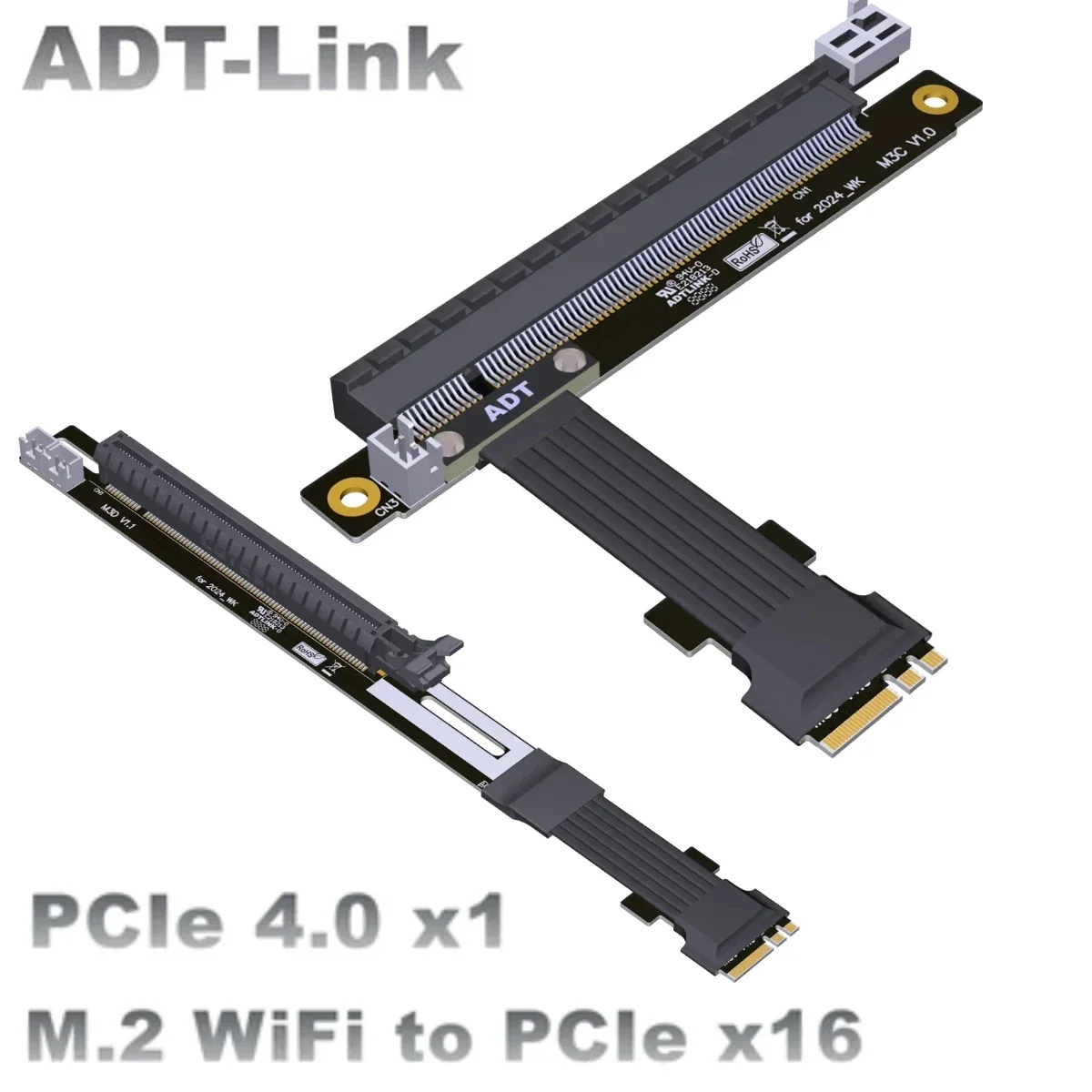 PCIe 4,0 M.2 WiFi A/E Key NGFF a X16 tarjeta gráfica Cable de extensión de minería múltiples tarjetas PCI-E Riser GPU Cable adaptador de tarjetas de vídeo - imagen 3