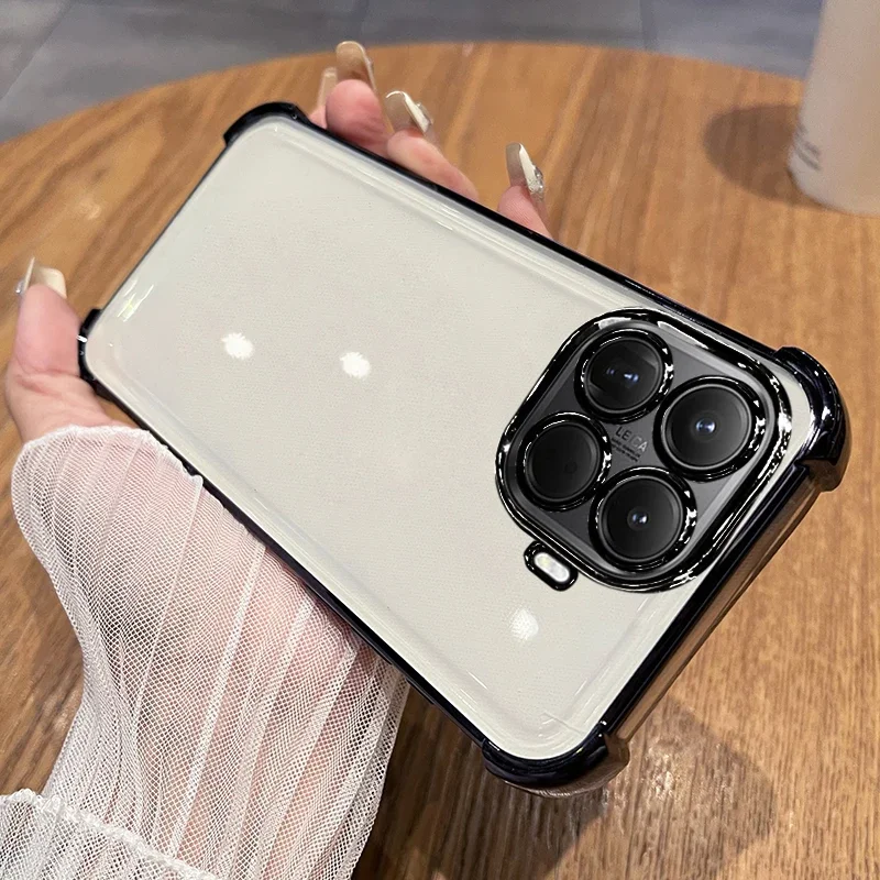 Funda chapada antigolpes de cuatro esquinas para Xiaomi 15T Pro, película protectora de lente, funda trasera de silicona suave a prueba de golpes para Mi 15T Pro - imagen 3