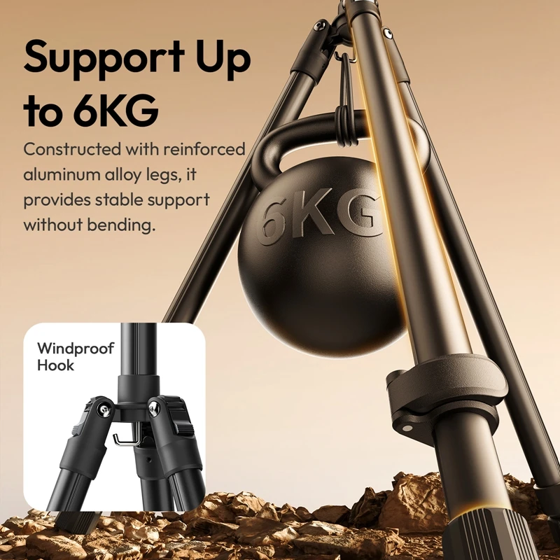 Ulanzi T270 soporte de luz de 2,7 M trípode plegable de carga de 6 KG con soporte Universal para fotografía luces de vídeo cámaras Vlog en vivo - imagen 4