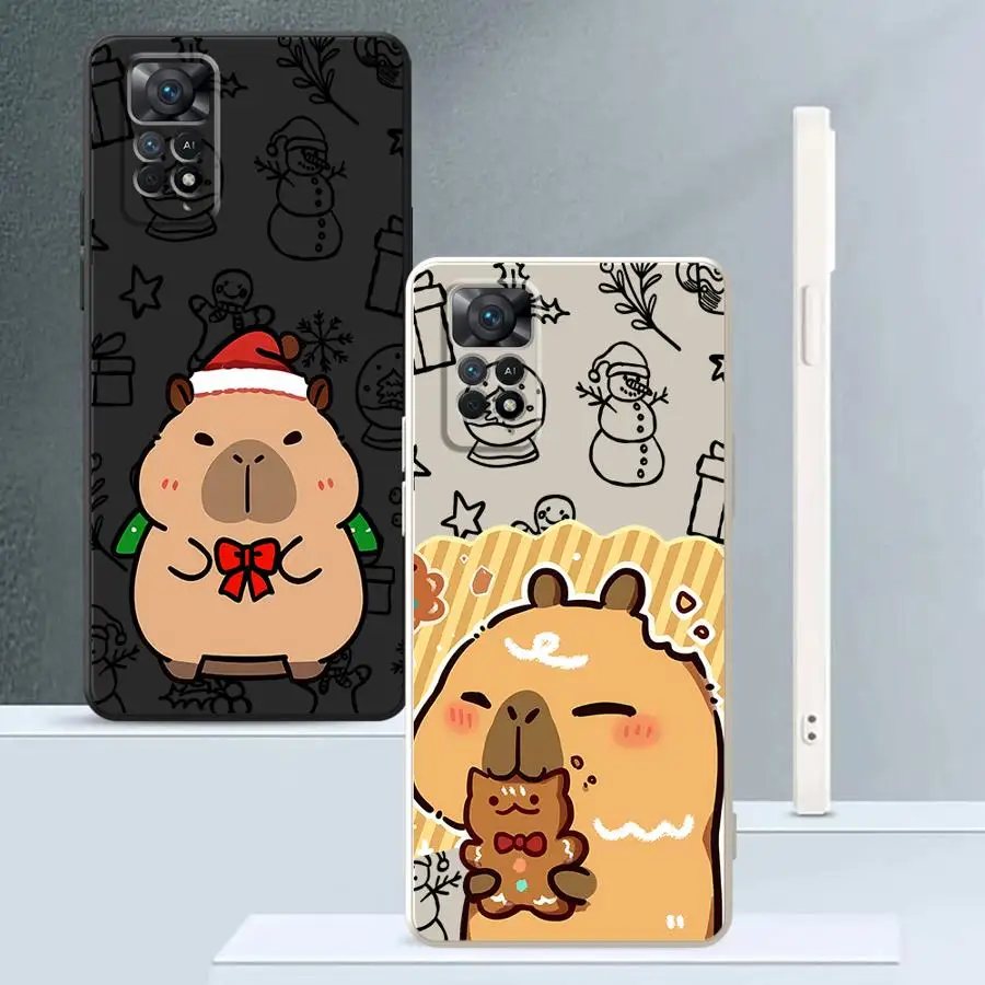 Funda de teléfono suave para Xiaomi Redmi Note 12s 10Lite 10 11 Pro 11s 10 14 Pro Plus 13 12 ProPlus lindo capibara de Navidad