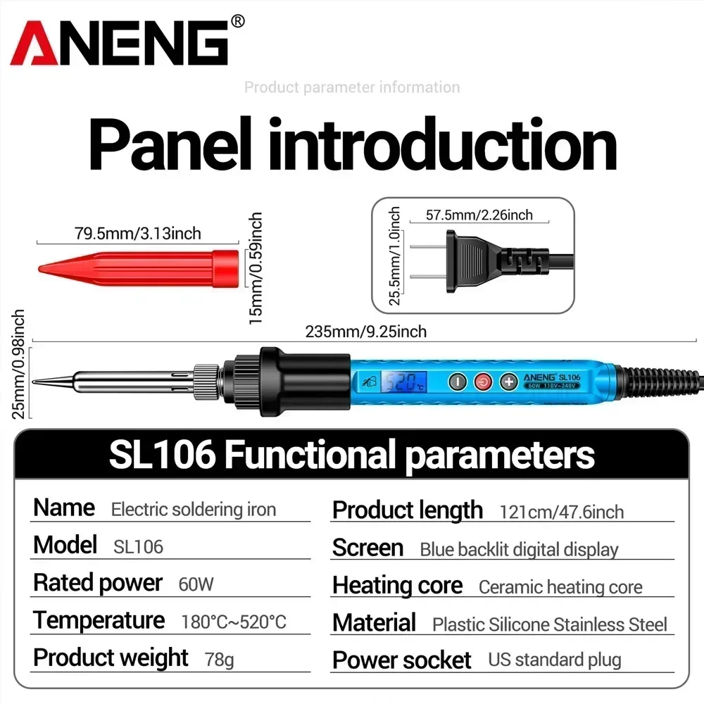 ANENG SL106 Soldadores eléctricos Temperatura ajustable Estación de Reparación de soldadura Herramientas de reparación de punta de lápiz de calor 110V/220V - imagen 5