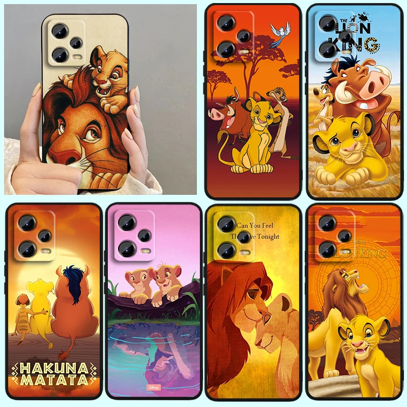 Dibujos animados de Disney el Rey León para Xiaomi Redmi Note 13 12R 12 12S Turbo 11 11T 11S 10 10S Pro Plus 5G funda de teléfono suave negra