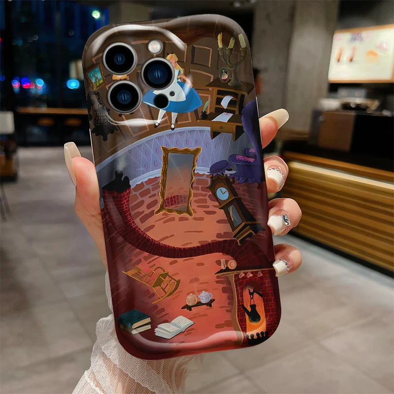 Funda de Alicia en el país de las Maravillas para Apple iPhone 15 14 13 12 11 Pro X XR XS Max Plus 8 7 Plus SE Wave Oil funda de teléfono - imagen 5