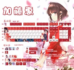 Keycaps Megumi Kato de PBT para teclado mecánico, perfil Cherry