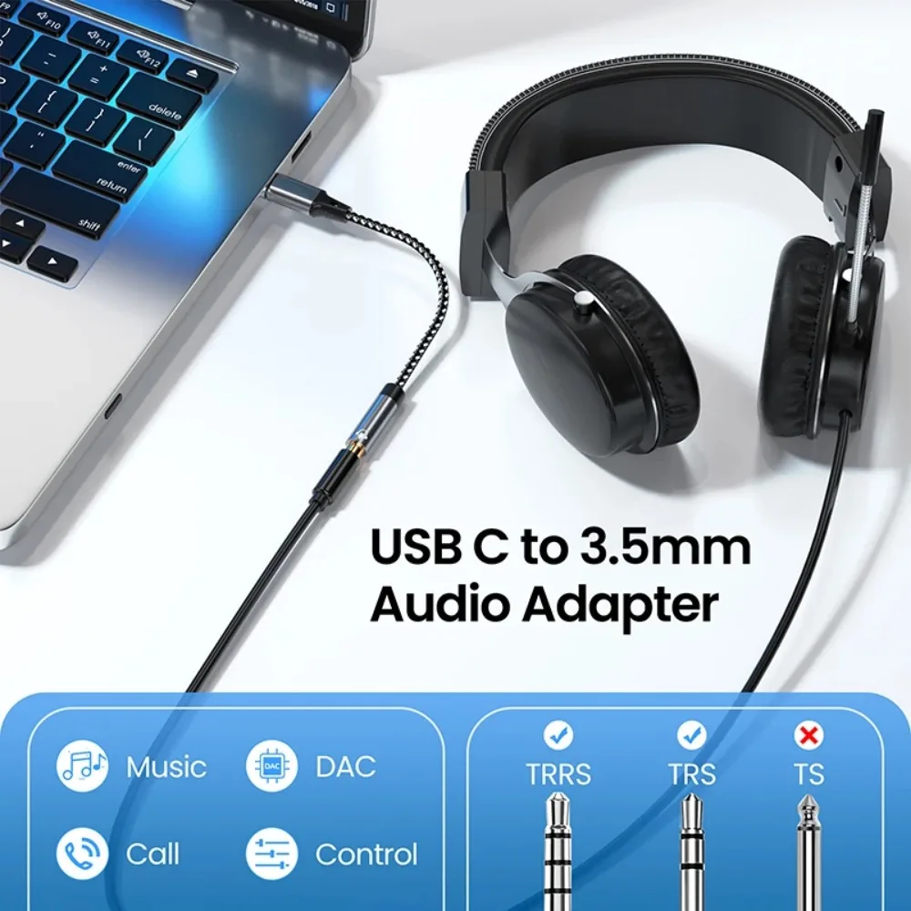 BGGQGG tipo C a 3,5mm hembra adaptador de conector de auriculares TRR a USB C Aux Cable Dongle de Audio para auriculares altavoz estéreo de coche - imagen 4