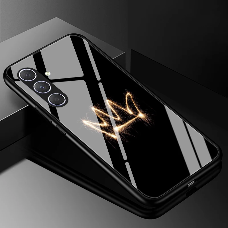 Funda de teléfono de vidrio templado para Samsung Galaxy A9 A8 A7 A6 Plus 2018 A80 A90 5G A9 Pro M10 M20 M30 cubierta trasera dura de lujo - imagen 5