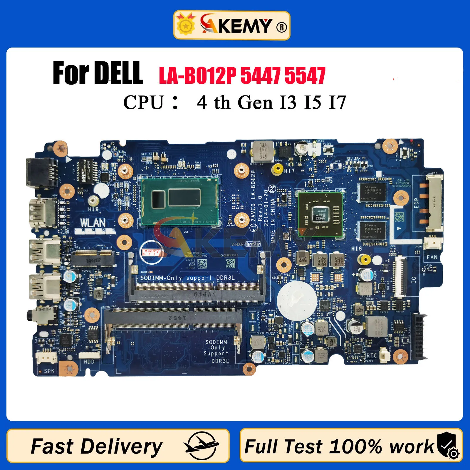 Placa base LA-B012P para Dell Inspiron 14 5443 5447 5448 5542 5547 5548 placa base para ordenador portátil con 5 i7 CN-0V25MC 006M0K 100% probado