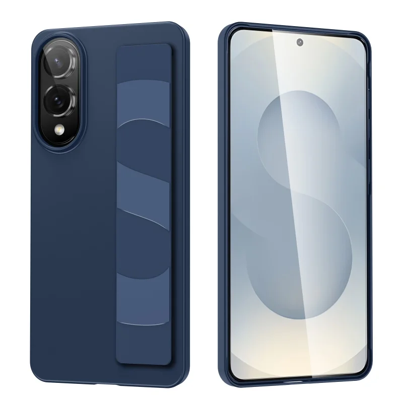 Funda de teléfono con soporte para correa de muñeca elástica de silicona suave de lujo para Samsung Galaxy S25Edge S24 S23 Ultra Plus, funda dura mate fina