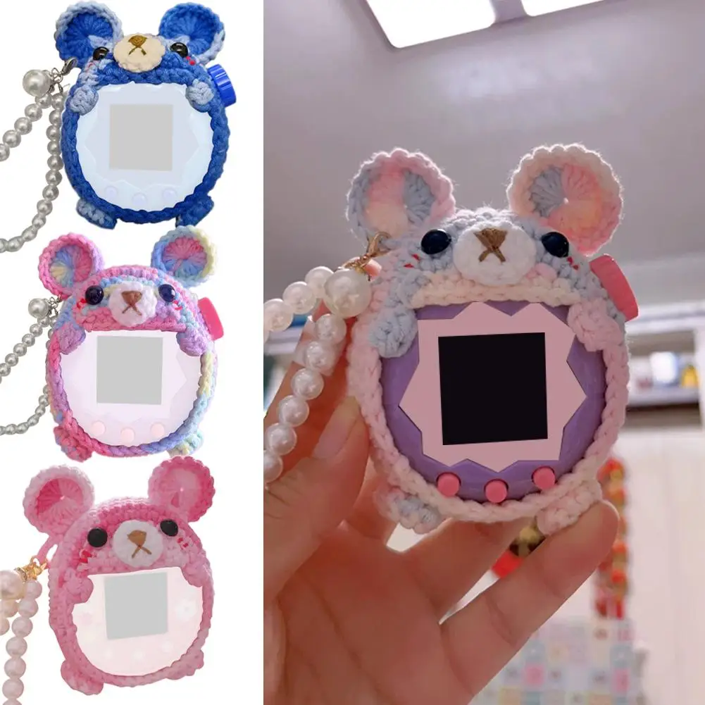 Funda protectora para Tamagotchi Paradise, oso colorido hecho a mano con cordón de perlas, carcasa protectora electrónica anticaída para mascotas - imagen 4