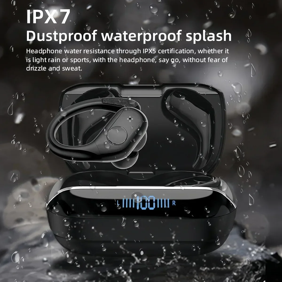 Auriculares deportivos TWS Bluetooth 5,4 con estéreo HiFi, reducción de ruido, pantalla LED y micrófono para correr, gimnasio, entrenamiento, inalámbricos - imagen 5