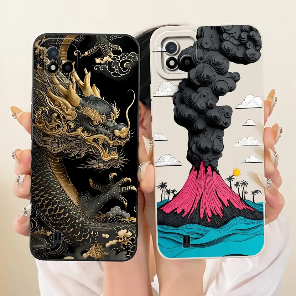 Para Realme C20 funda RMX3063 RMX3061 lindo gato dibujos animados Fundas funda protectora de silicona suave para teléfono Realme C11 2021 C 11 parachoques - imagen 4