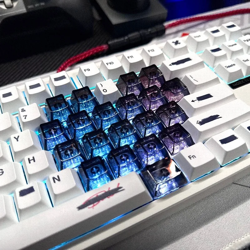Teclas transparentes con tema de amor, Material de PC, tapa de teclas con perfil de cereza para teclado suplementario de eje magnético, teclas de jugador DIY - imagen 4