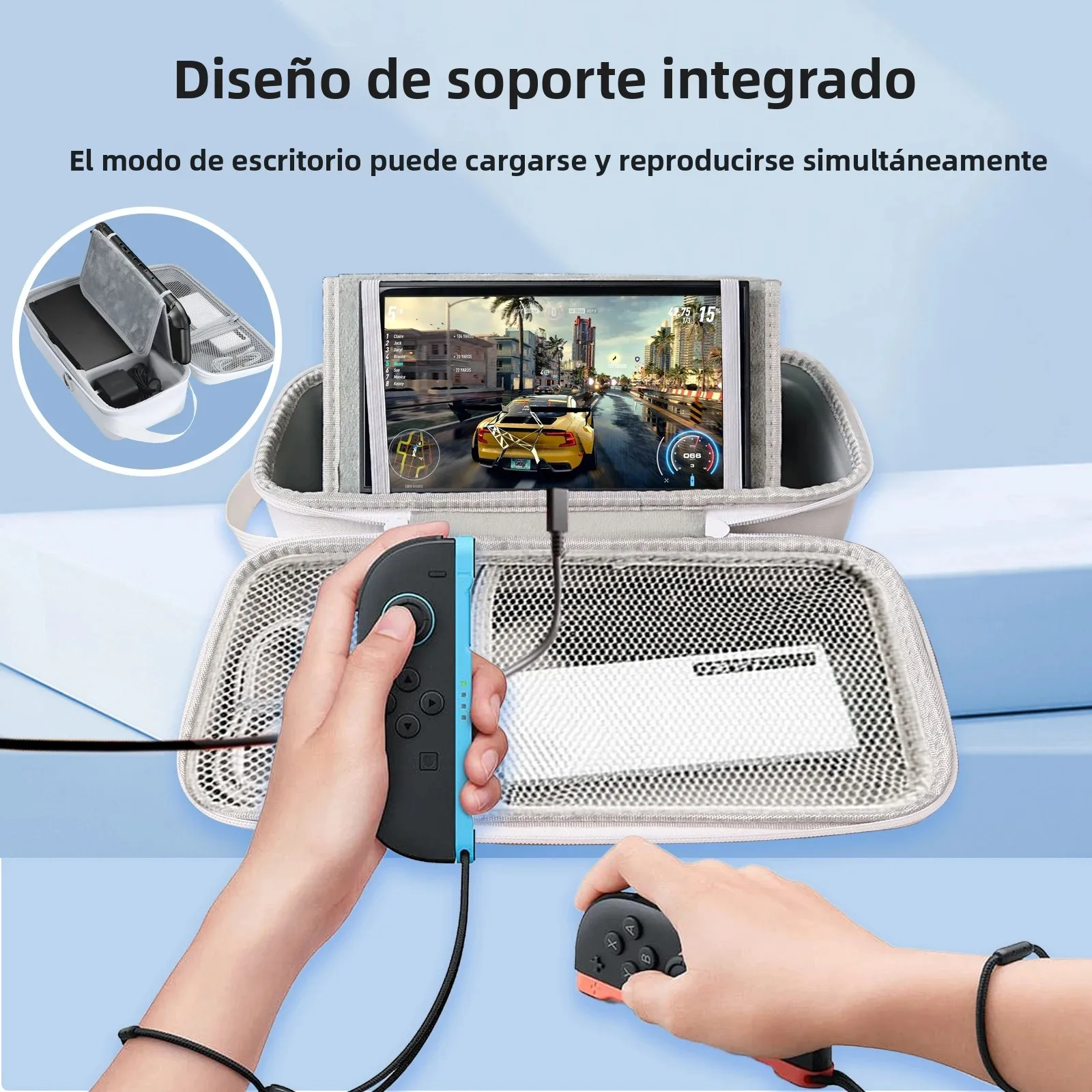 GAMINJA para Switch 2 bolsa de almacenamiento de mano funda protectora con 12 soportes para cartuchos de juego Estuche de transporte portátil de PU bolsa de viaje - imagen 4