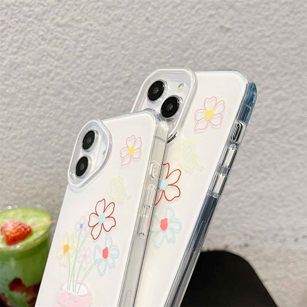 Funda de teléfono IMD de lujo a prueba de golpes para iPhone 11 Funda iPhone 13 15 14 16 Pro Max 12 13promax 14promax Funda de flores de plástico duro - imagen 5