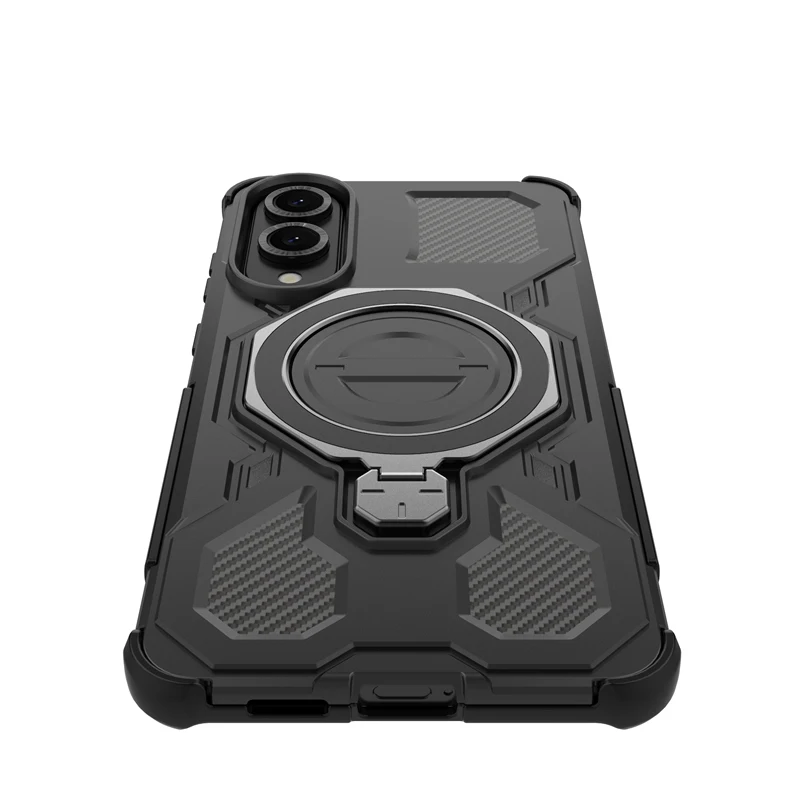 Funda de teléfono con soporte de Metal para Samsung Galaxy S25, Funda con borde, hoja magnética de hierro para Samsung S25, soporte de borde чехол, Funda trasera - imagen 2