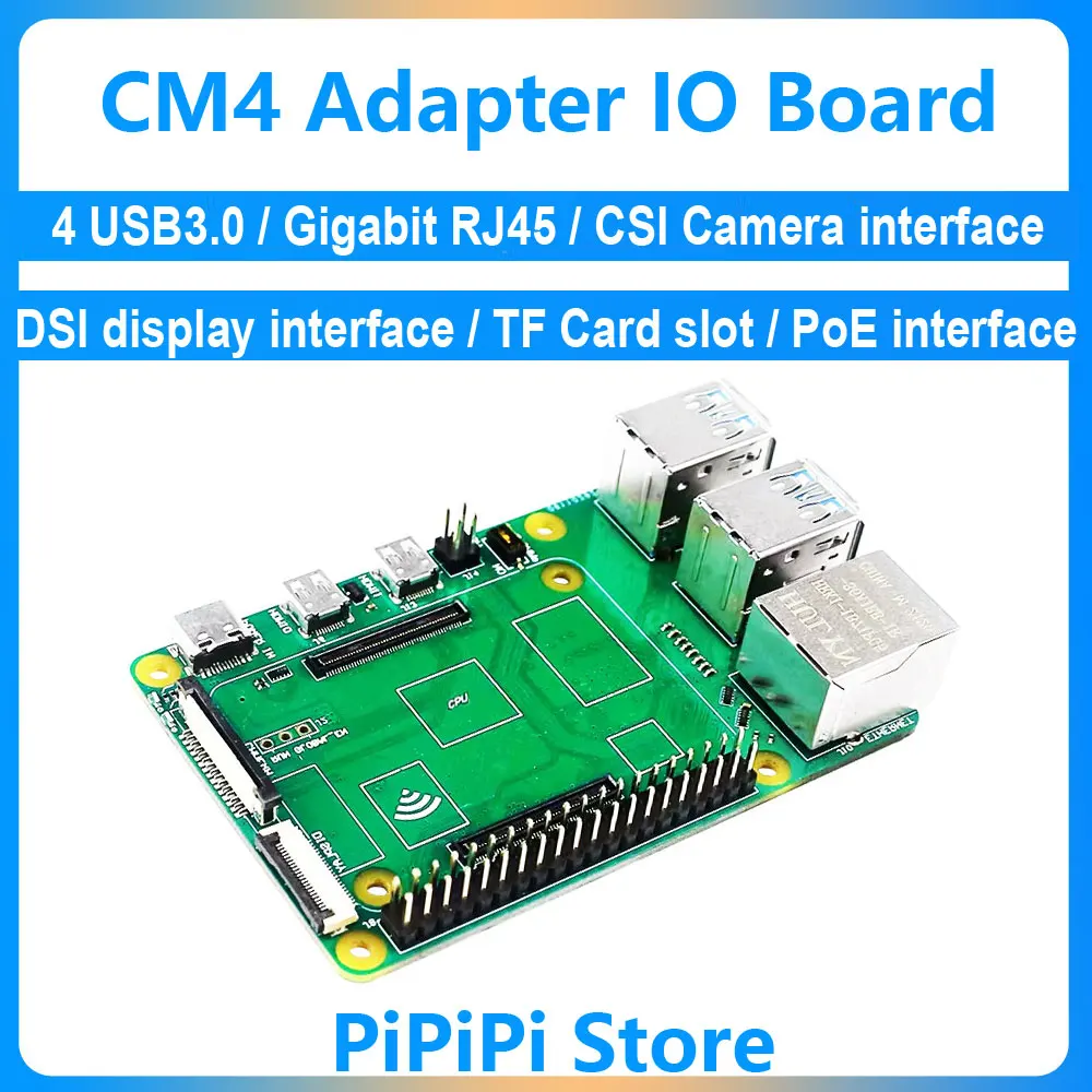 Placa adaptadora Raspberry Pi CM4 a PI4B, módulo de computadora 4, placa IO a 4USB3.0/PoE/CSI/DSI/Gigabit ETH/40 GPIO/ranura para tarjeta TF