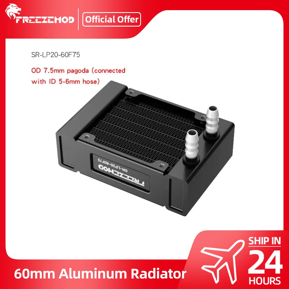 FREEZEMOD PC disipador de calor de aluminio 60mm tubo de radiador de aluminio Mini intercambiador de calor enfriador de agua refrigeración líquida SR-LP20-60F75