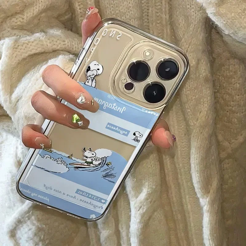 Funda bonita de Snoopy para Samsung Galaxy S23 S22 S21 S20 Note 20 Ultra FE Plus A32 A52 A72 A31 A51 A71 A04 A04E Y2K, funda transparente - imagen 3