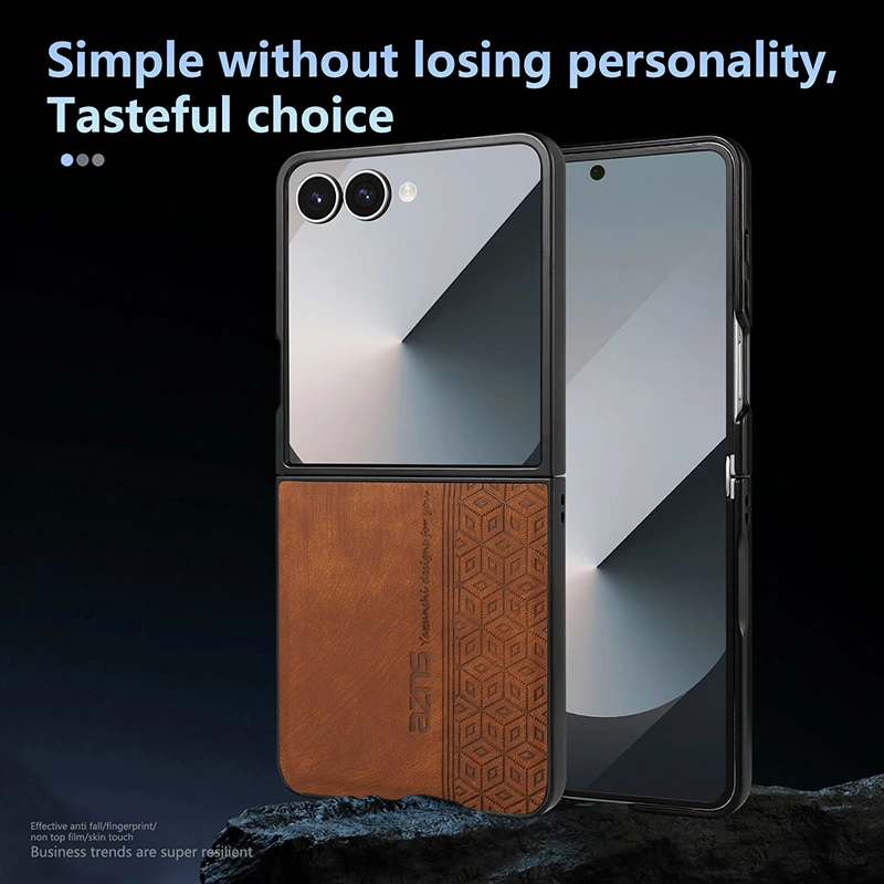 Para Samsung Galaxy Z Flip 7 funda suave de cuero PU funda protectora trasera de teléfono para Samsung Z Flip 7 FE 6 5 4 3 Shell