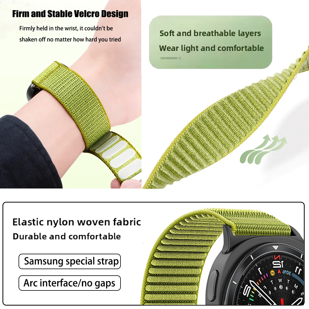 Correas trenzadas para Samsung Galaxy watch 8 classic 46mm pulsera deportiva de nailon Correa Galaxy watch 8 40/44mm banda oficial sin huecos - imagen 5