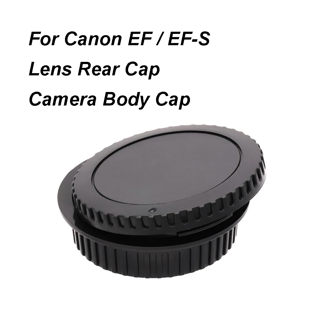Para Canon EOS EF / EF-S Tapa trasera de lente o tapa del cuerpo de la cámara o juego de tapas Tapa de lente negra de plástico Sin logotipo para 5D 6D 90D, etc.
