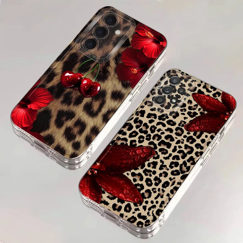 Funda de teléfono suave para Samsung Galaxy A51 A71 A52 A32 A12 A50 A72 A31 A52s A21s A16 patrón de estampado de leopardo Premium - imagen 4