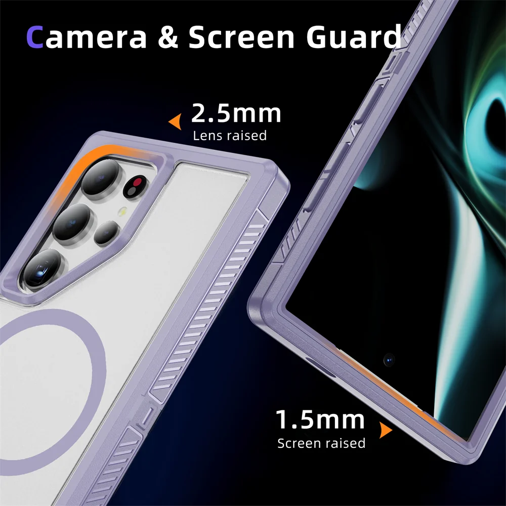 Magsafe Matte Armor Magnetic Case para Samsung S24 S22 S23 Ultra S24 Plus S23 FE Side antideslizante Stripe Design Cover Protector - imagen 4