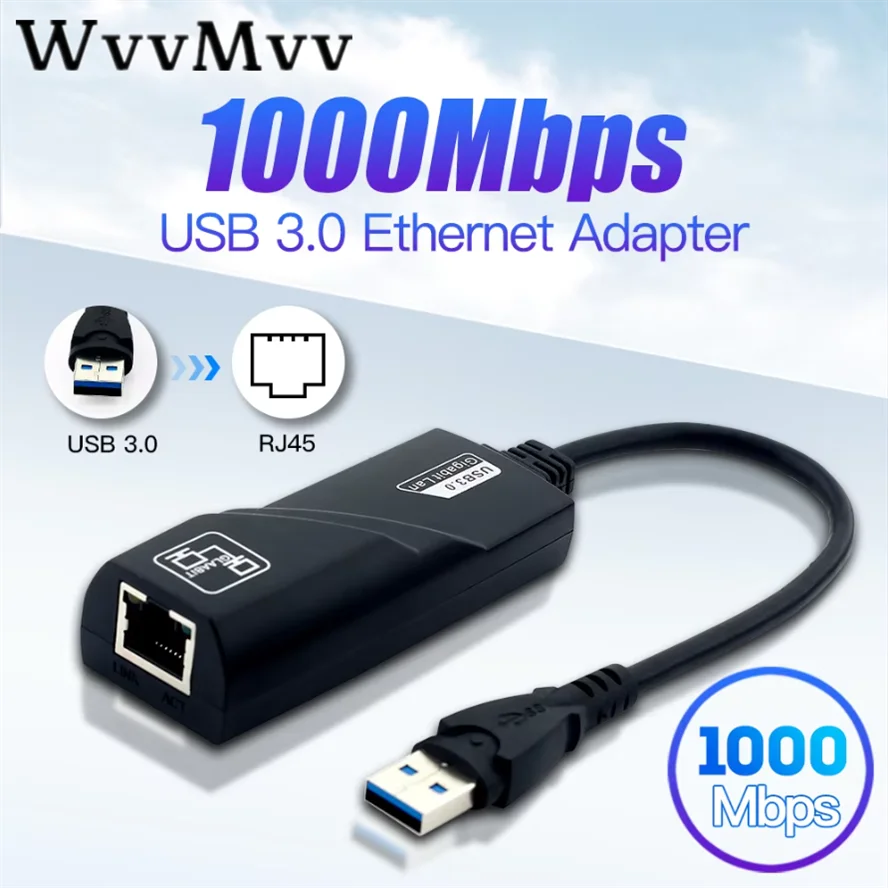 Tarjeta de red con cable USB 3,0 de 10/100/1000Mbps, convertidor adaptador USB a Rj45 Lan Ethernet Gigabit para PC, portátil, MacBook, Windows 10 - imagen 2