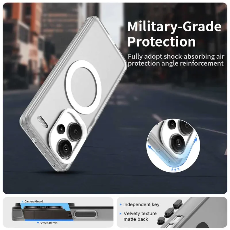 Xiaomi Redmi Note 13 Pro Plus 케이스 Redmi Note 13 Pro 커버 마그네틱 매트 범퍼 보호용 전화 케이스 Redmi Note 13 Funda - imagen 2