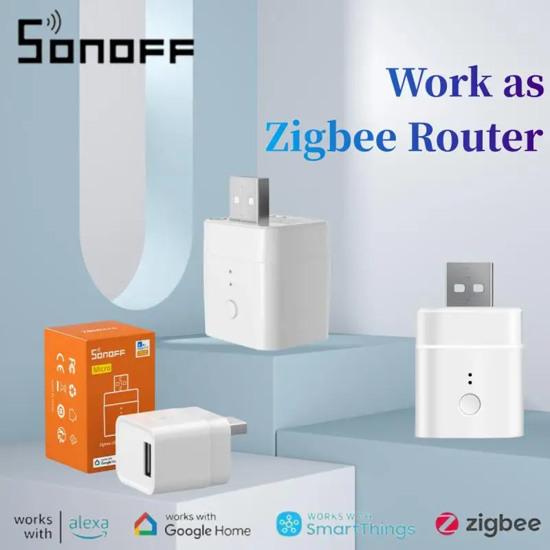 SONOFF ZBMicro Zigbee Micro USB adaptador inteligente compatible con carga rápida de 36W funciona como enrutador Zigbee compatible con eWeLink Alexa Google