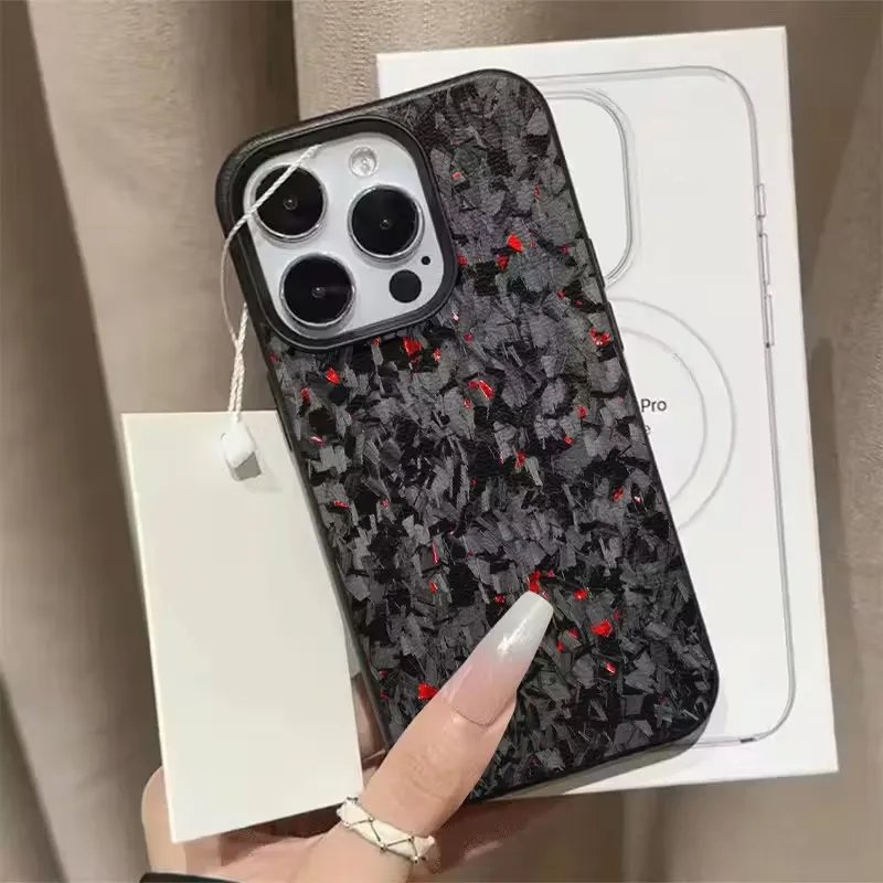 Para iPhone 16 15 14 13 12 11 17 Pro Max Plus Funda forjada con estampado de fibra de carbono patrón de lichi TPU Funda para iPhone XS X 16e Funda - imagen 2