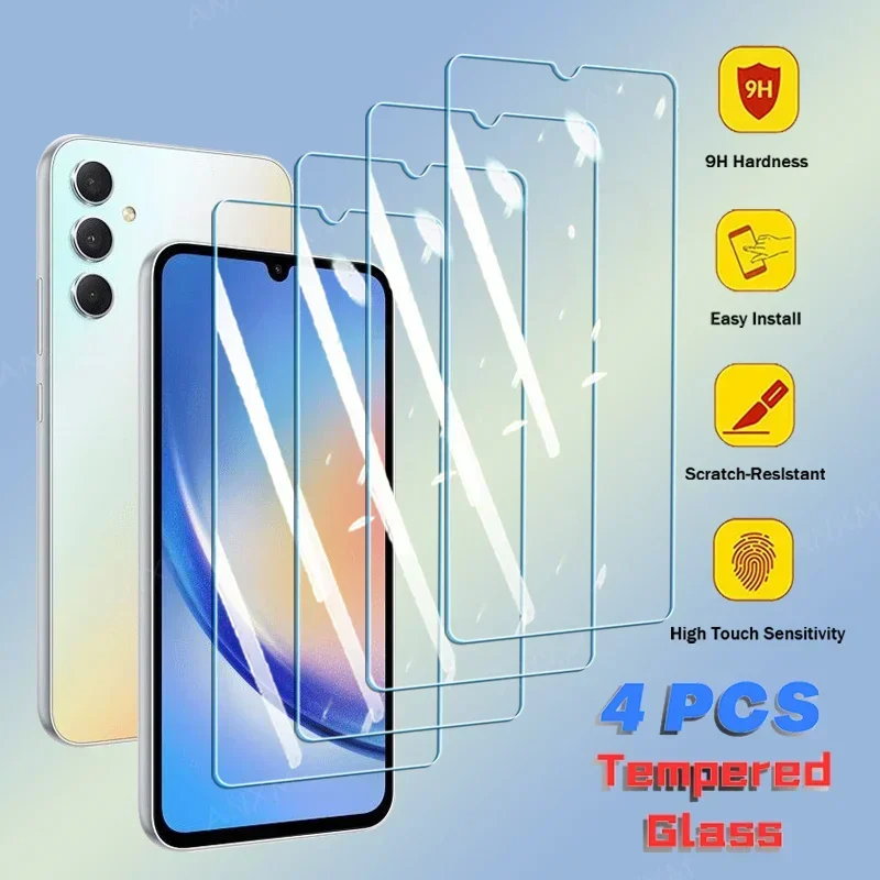 Protector de pantalla de vidrio templado para Samsung Galaxy, A54,A05,A04,A14,A24,A34,A13,A23,A33,A53,A73,A02,A03,A12,A13,A22,A32,A52,A51, 4 unidades - imagen 2