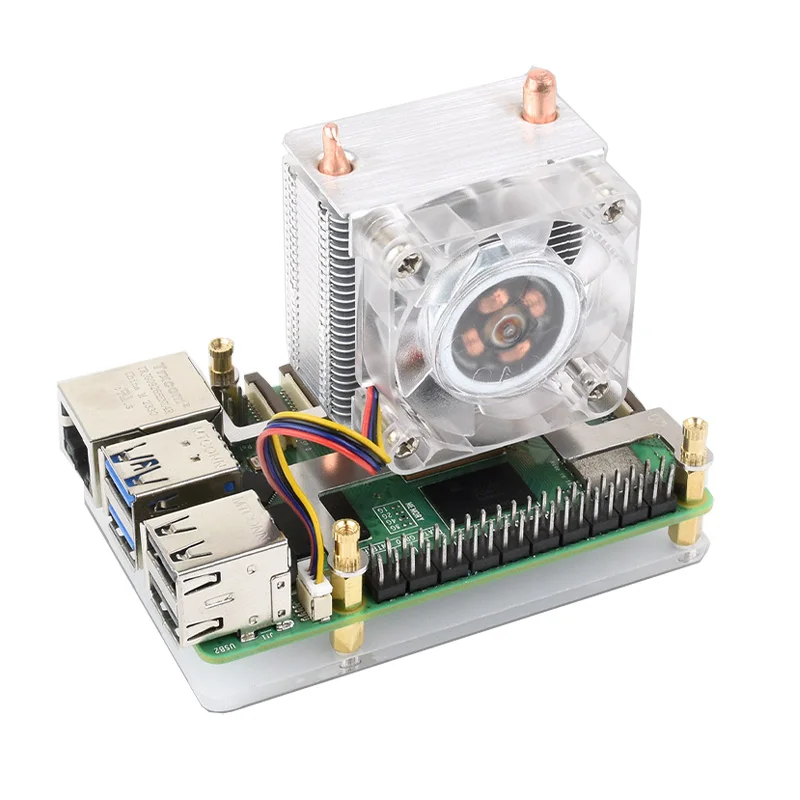 Raspberry Pi 5 torre de hielo, ventilador RGB Pi5, Enfriador de CPU, aletas de tubo de cobre en forma de U - imagen 4