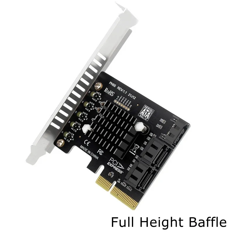 PCIe a 5 puertos SATA 3 III 3,0 6 Gbps SSD adaptador PCI-e 4x PCI Express X4 placa controladora tarjeta de expansión compatible con X8 X16 JMB585 - imagen 5