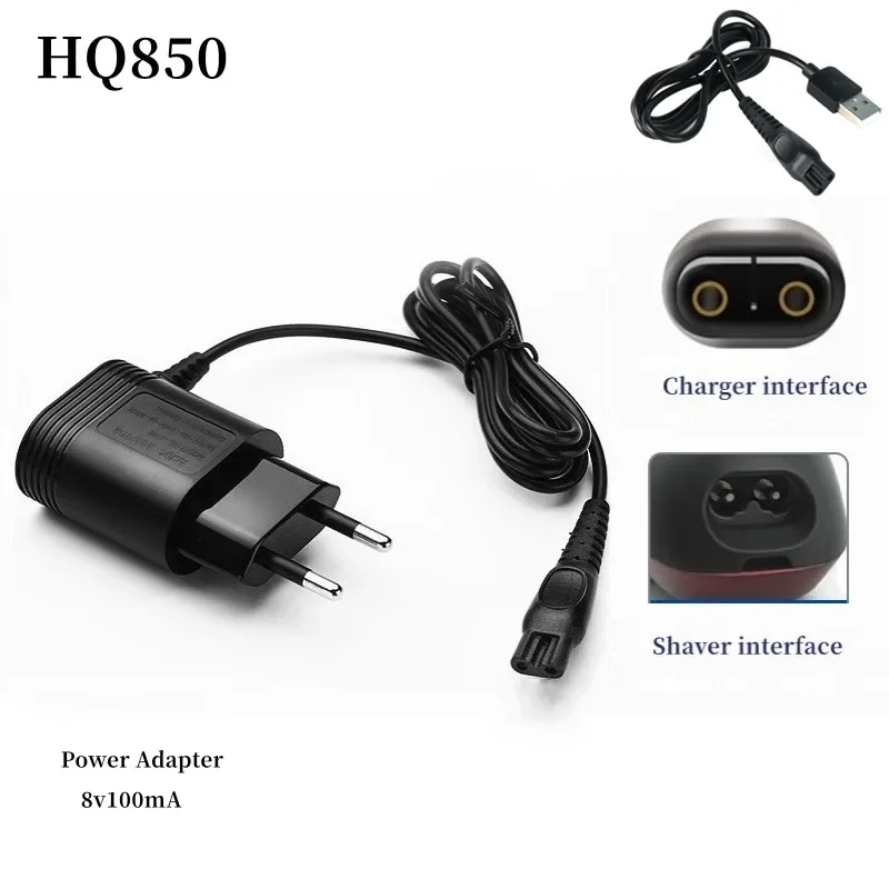 Adaptador de carga de maquinilla de afeitar HQ850, enchufe de pared, alimentación de CA, 8V, 100mA, para PHILIPS HQ915, HQ916, HQ988, HQ909, S5077, S5080, S5077, FT618, FT668 - imagen 3
