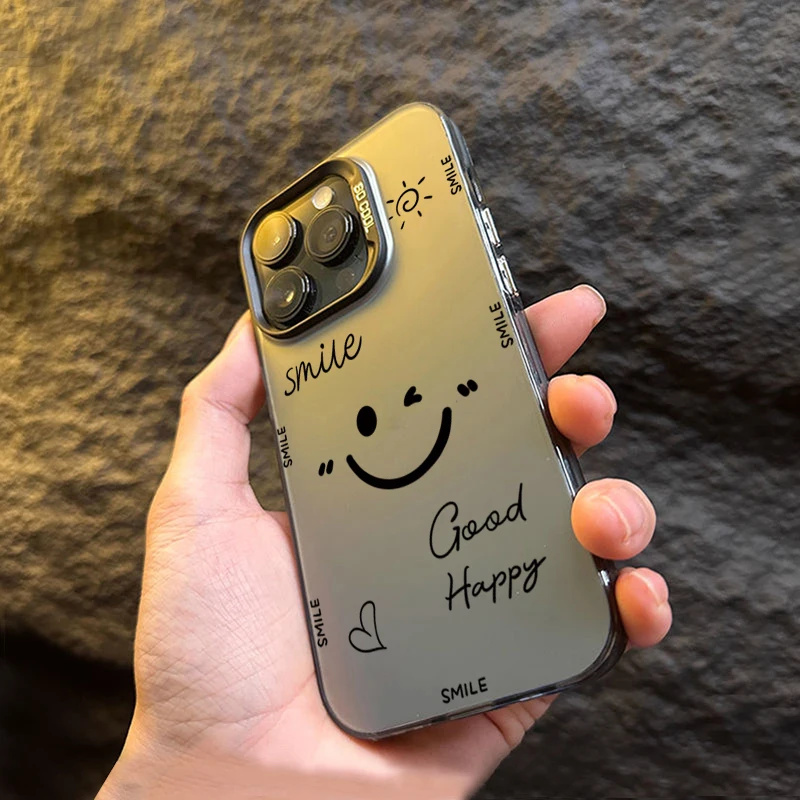Funda de teléfono IMD electrochapada con cara sonriente para Xiaomi Redmi Note 13 12 11 10 Pro Plus 12S 11S Redmi 12 13C, funda trasera a prueba de golpes - imagen 3