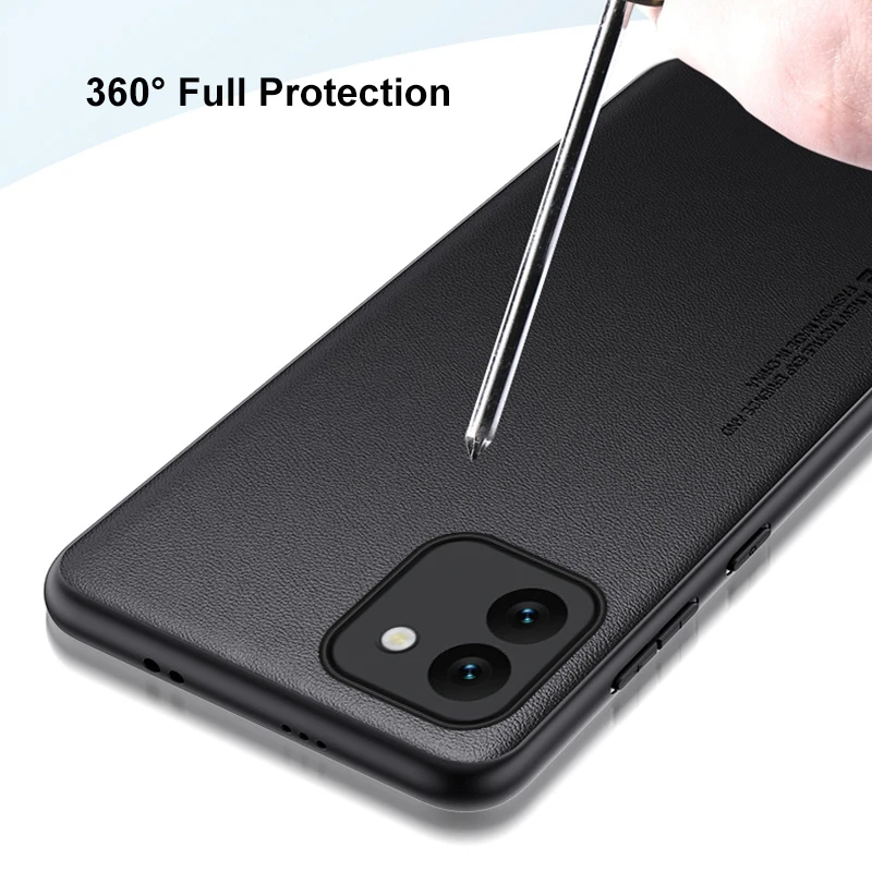 Funda de cuero PU de lujo para Samsung Galaxy A03, funda trasera de silicona mate con protección completa, funda de teléfono para Samsung A03 4G - imagen 5