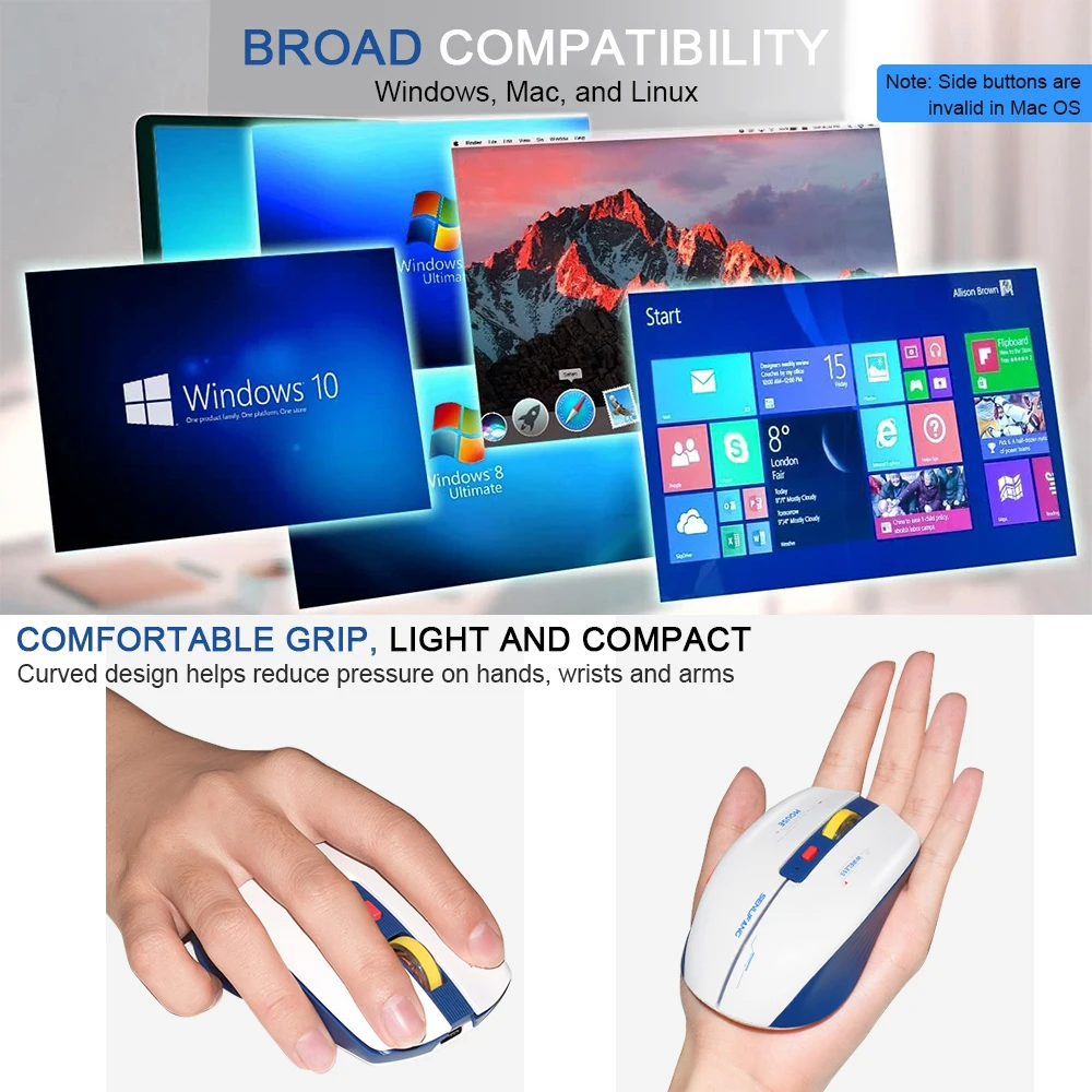 LT-T19 Ratón gaming inalámbrico USB 2,4G ergonómico y recargable con RGB - imagen 4