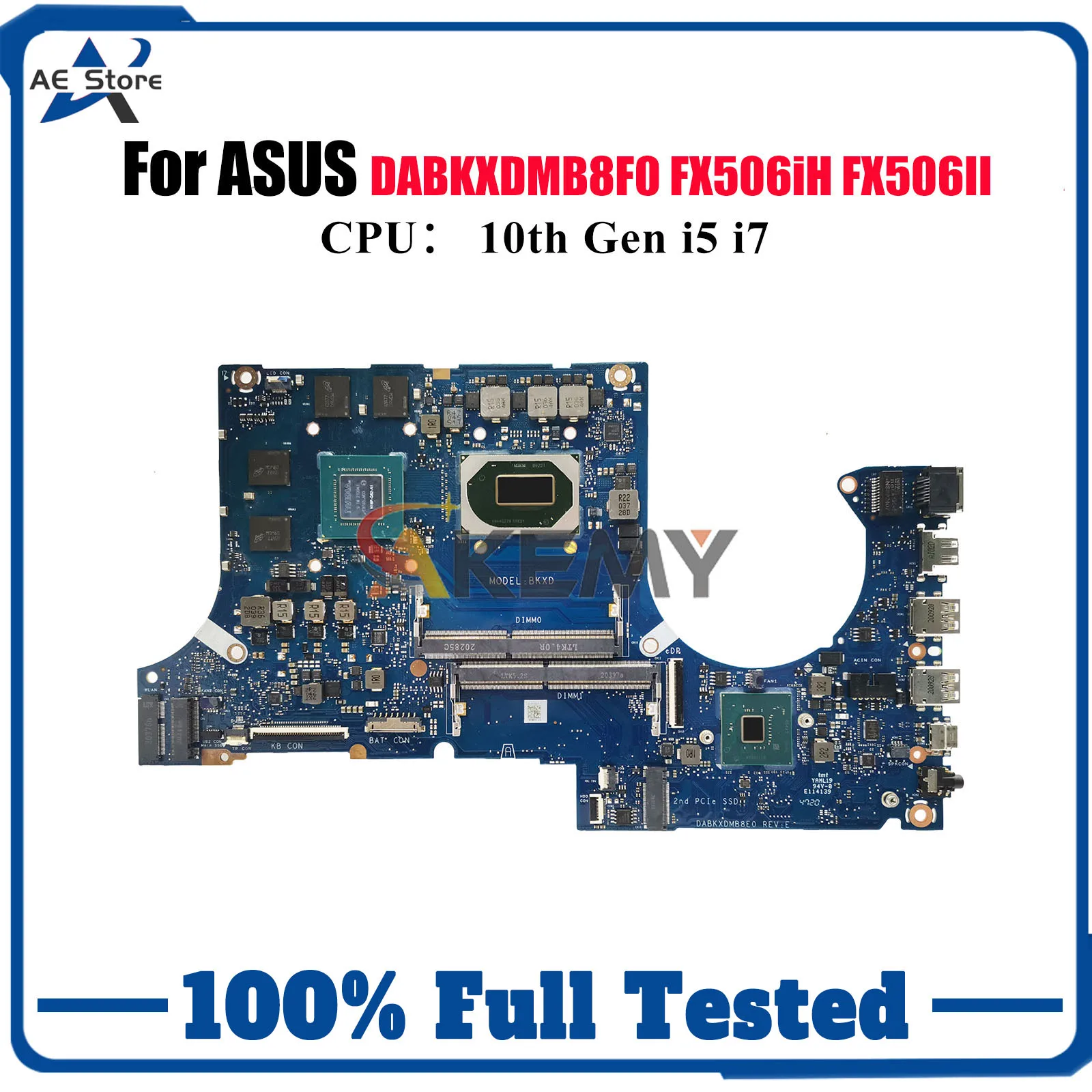 Placa base para ordenador portátil DABKXDMB8F0 para ASUS TUF Gaming FX506iH FX506IC FA506I FX506II con pruebas i5 i7 de 10. a generación, OK, envío rápido