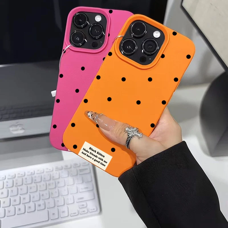 Funda de teléfono de silicona con diseño de lichi Poin de onda negra para iPhone 12 13 14 15 16 Pro Max XS XR 16 15 14 Plus cubierta de parachoques a prueba de golpes - imagen 4
