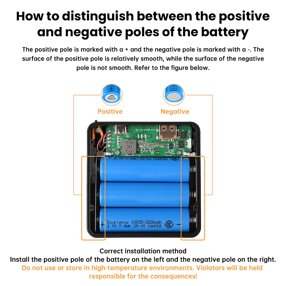 Caja de batería de 3x18650, carcasa de Banco de energía con pantalla Digital sin soldadura, 10W, 22,5 W, Banco de energía de carga rápida, Kit DIY sin batería - imagen 5