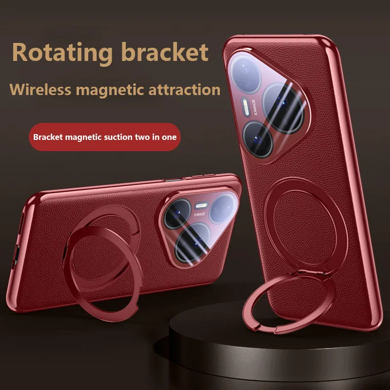 360 °   Funda con soporte de rotación para Huawei Pura 80 Ultra 80Pro 80 Pro Plus 80Pro + 5G, cubierta protectora magnética con soporte de anillo - imagen 4