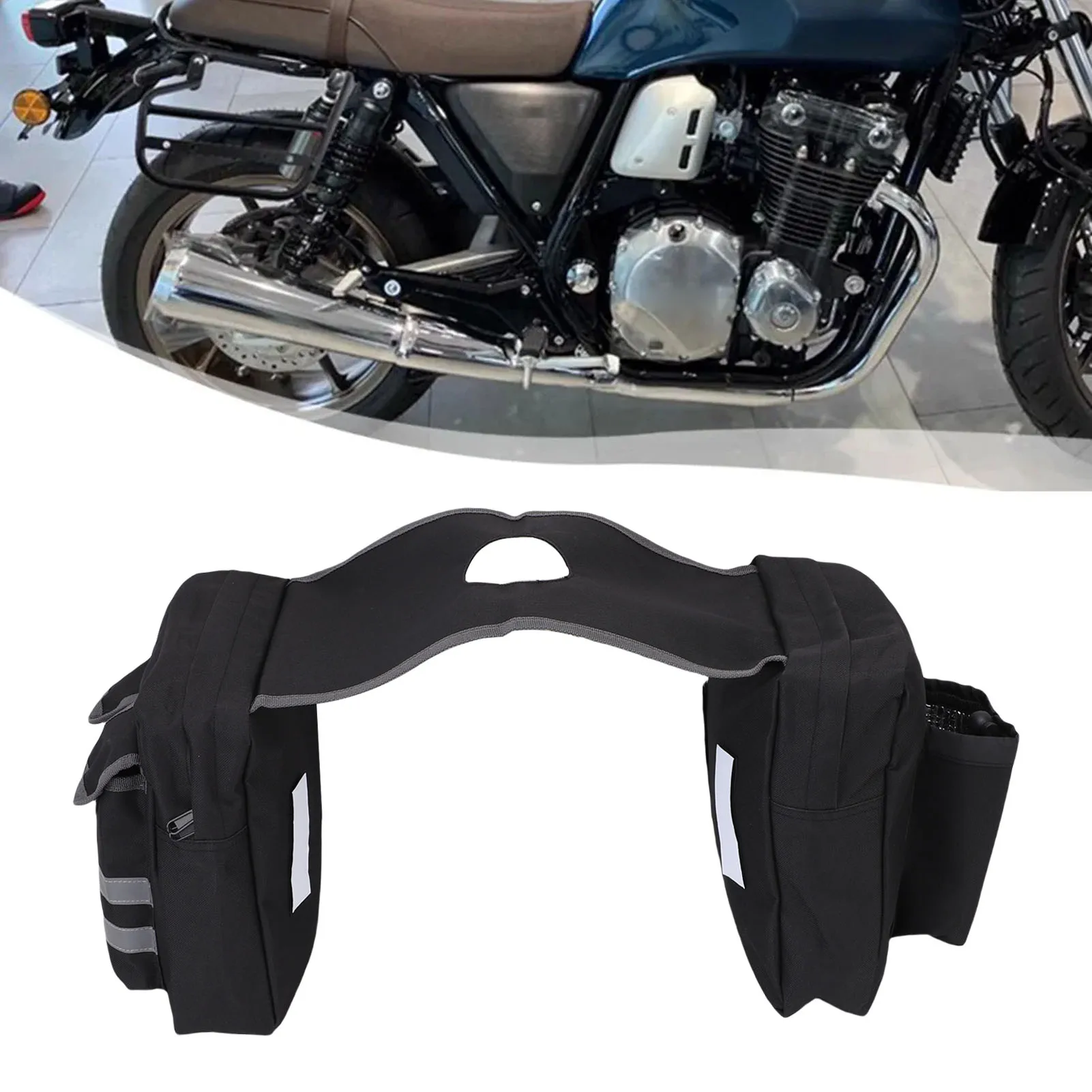 Bolsa de sillín ATV de tela Oxford 600D, bolsa de sillín de almacenamiento multifuncional de gran capacidad para motocicleta, bolsa de sillín de almacenamiento para motocicleta - imagen 2