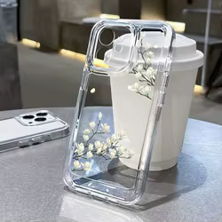 Funda de silicona transparente iPhone – Flores de lujo antirrayas