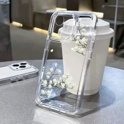 Funda de silicona transparente iPhone – Flores de lujo antirrayas