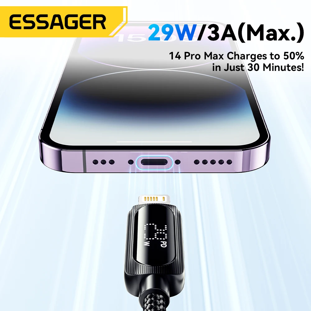 Essager Cable USB-C PD Carga Rápida para iPhone 14/13/12/11 Pro Max - imagen 3